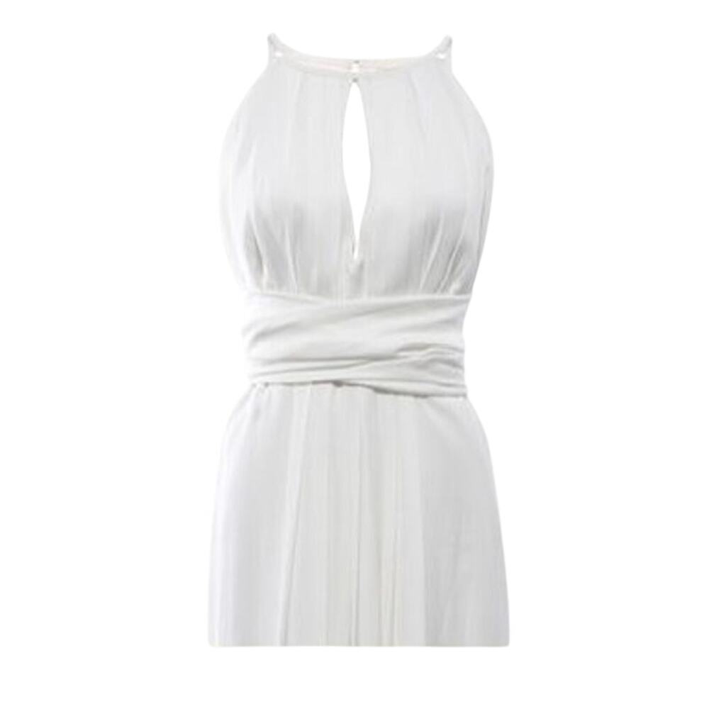 NWT L’AGENCE white pleated key hole dress with cummerbund wrap waist size 0